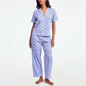 Roller Rabbit Lavender Jemina Print Liza Pajama Set Cotton Boho Loungewear Sz XS